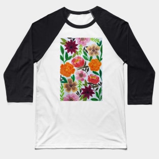 Watercolor pressed flowers pattern Baseball T-Shirt